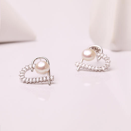 美裕 银925淡水珍珠耳钉 7-8mm白 107233 商品图2