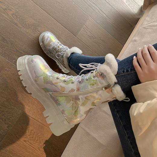 爆款个性加厚毛里，水晶底侧拉链雪地靴YS5088 商品图2