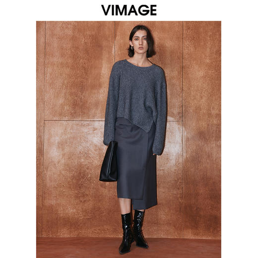 VIMAGE纬漫纪冬季新款高腰不规则下摆半身裙V2006629 商品图1