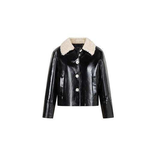 HeyDress加棉皮衣外套女冬季法式复古颗粒毛翻领保暖棉衣机车上衣 商品图3