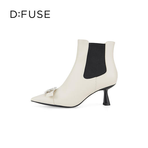 Dfuse迪芙斯冬季款时尚牛皮尖头短靴细高跟切尔西靴DF34116101 商品图8