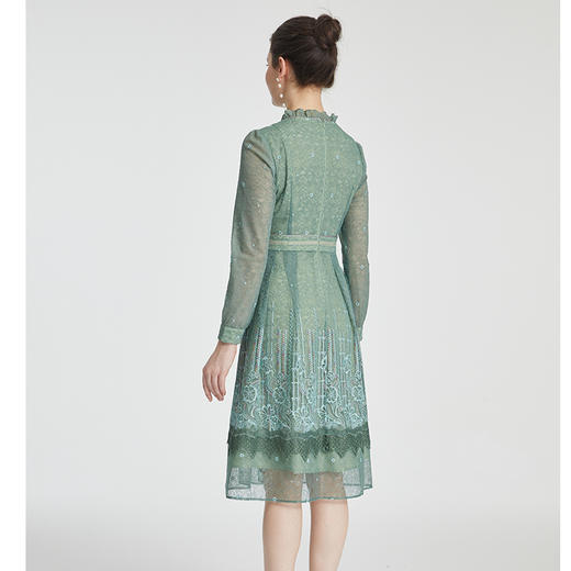 司歌刺绣蕾丝小立领国风连衣裙长袖显瘦A881275 商品图3