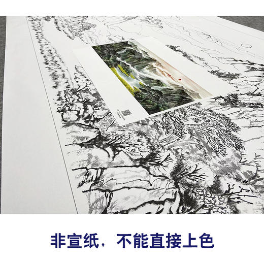 【大彩图】横幅工笔画白描底稿《绿水青山》临摹勾线山水底稿FS11 商品图2