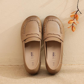 信诺真皮软底妈妈鞋单鞋女春秋款平底一脚蹬中老年舒适皮鞋老人鞋22Q2303-H5