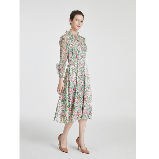 司歌印花光泽长袖连衣裙飘逸A881015 商品图2