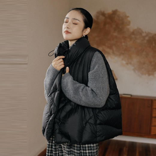 绽放785朵/空气感羽绒马甲压线设计造型感宽松保暖短款背心马夹 商品图1