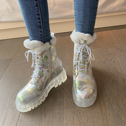 爆款个性加厚毛里，水晶底侧拉链雪地靴YS5088 商品图3