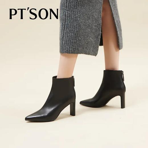 【自营】PT'SON/百田森  女士羊皮革高跟短靴 PYQD3011 商品图3