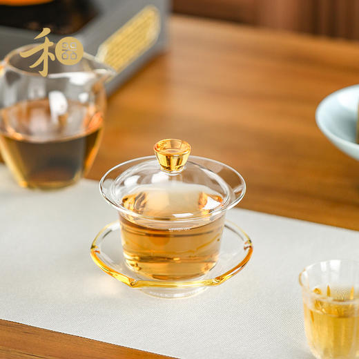 禾器晶彩·禾荷盖碗 玻璃盖碗耐高温玻璃茶碗功夫茶碗三才盖碗盖碗茶 商品图13