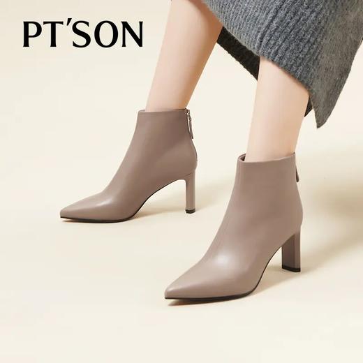 【自营】PT'SON/百田森  女士羊皮革高跟短靴 PYQD3011 商品图4