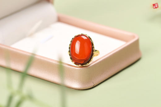 【忆曼】血珀戒指，925银镶 商品图0