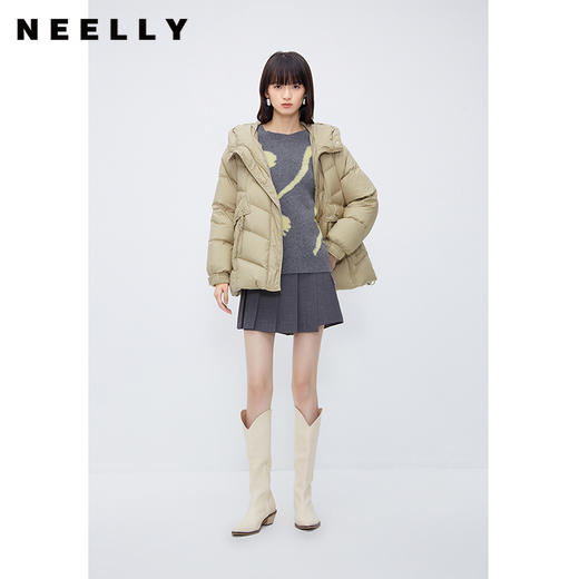NEELLY纳俪商场同款短款休闲羽绒服女冬季新款时尚连帽宽松面包服N23111L01141 商品图2
