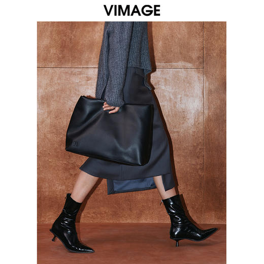 VIMAGE纬漫纪冬季新款高腰不规则下摆半身裙V2006629 商品图2