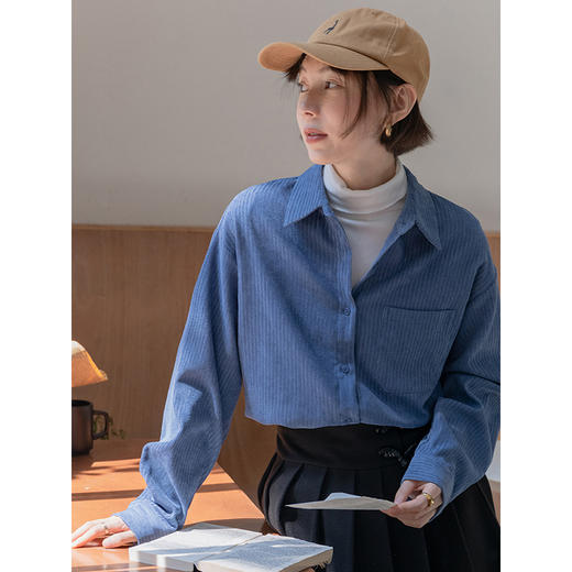 DANMO旦茉 复古灯芯绒衬衫 灯芯绒材质秋季百搭保暖 商品图1