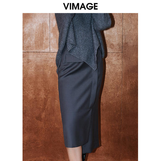VIMAGE纬漫纪冬季新款高腰不规则下摆半身裙V2006629 商品图3