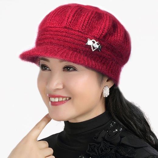 「9.9元包邮！四色可选」秋冬季中老年毛绒保暖帽奶奶帽 加绒灯笼南瓜帽针织绒帽纯色毛线帽配饰 商品图3