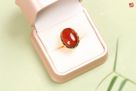 【忆曼】血珀戒指，925银镶 商品图1