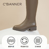 千百度棕色美拉德长靴女鞋冬季厚底增高骑士靴高筒靴A23577703 商品缩略图3