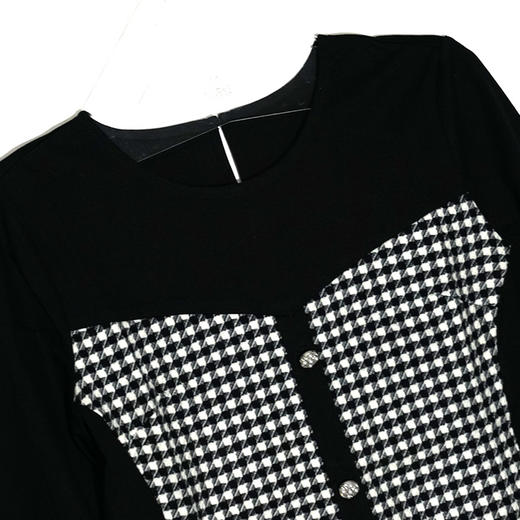 VIVIAN LIU薇薇安刘R2347409秋女装新款前片拼黑白格针织连衣裙 商品图2