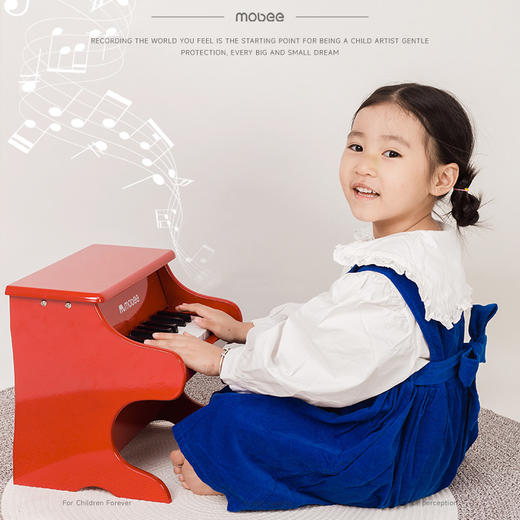 【孩子演奏的第一架钢琴】mobee玩具钢琴 儿童可弹奏的木质早教迷你钢琴 启蒙小琴 经典18键 满足钢琴初学训练 商品图1