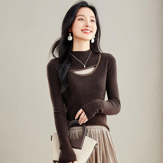 秋冬新款，小个子毛衣女短款半高领针织内搭时尚修身长袖打底衫CC-J286 商品图3