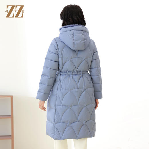 佐尔美冬季新款 时尚连帽貂毛领羽绒服外套女E14YM25 商品图4