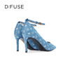 Dfuse迪芙斯2024春季新款尖头刺绣牛仔蓝简约高跟单鞋DF41111003 商品缩略图9