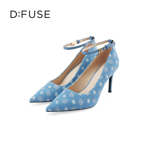 Dfuse迪芙斯2024春季新款尖头刺绣牛仔蓝简约高跟单鞋DF41111003 商品图8