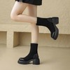 ZHR加绒高跟短靴女秋冬气质粗跟瘦瘦靴显瘦厚底弹力靴马丁靴 商品缩略图2