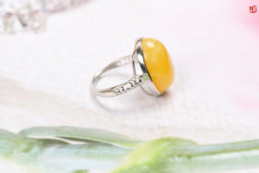 【清瑶】蜜蜡戒指，925银镶 商品图2