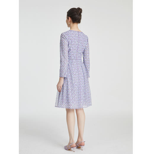 司歌印花几何长袖连衣裙圆领显瘦A881317 商品图2