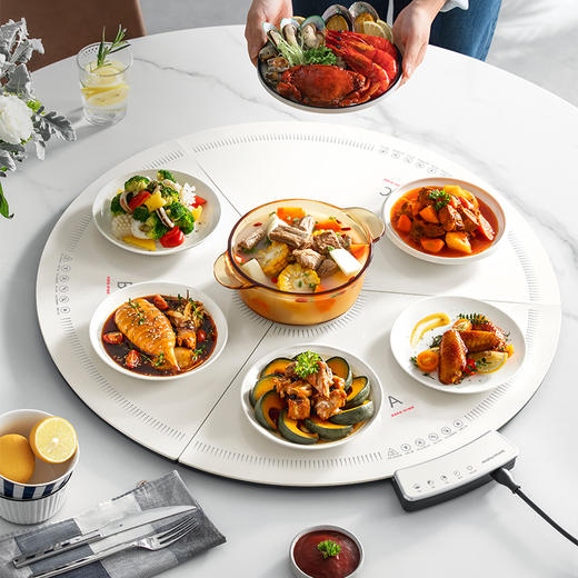 摩飞圆形折叠暖菜板MR8306  分区控温快速加热饭菜 商品图9