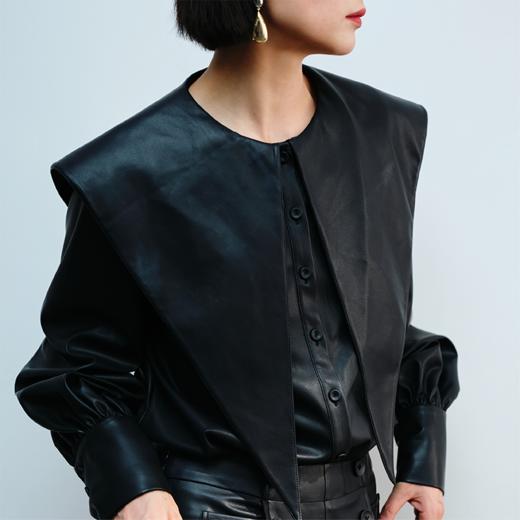 LIYIHAN大方领皮上衣Y234S12890 商品图2