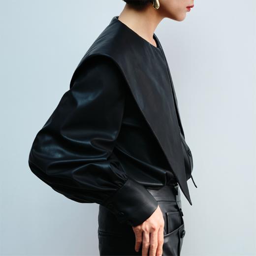 LIYIHAN大方领皮上衣Y234S12890 商品图3