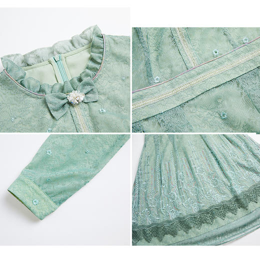 司歌刺绣蕾丝小立领国风连衣裙长袖显瘦A881275 商品图1