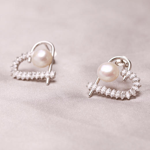 美裕 银925淡水珍珠耳钉 7-8mm白 107233 商品图1