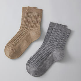 Threegun三枪 羊毛绞花中筒女袜(1双装)-91313Z111