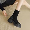 ZHR加绒高跟短靴女秋冬气质粗跟瘦瘦靴显瘦厚底弹力靴马丁靴 商品缩略图3