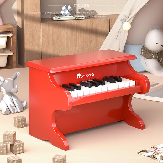 【孩子演奏的第一架钢琴】mobee玩具钢琴 儿童可弹奏的木质早教迷你钢琴 启蒙小琴 经典18键 满足钢琴初学训练 商品图2