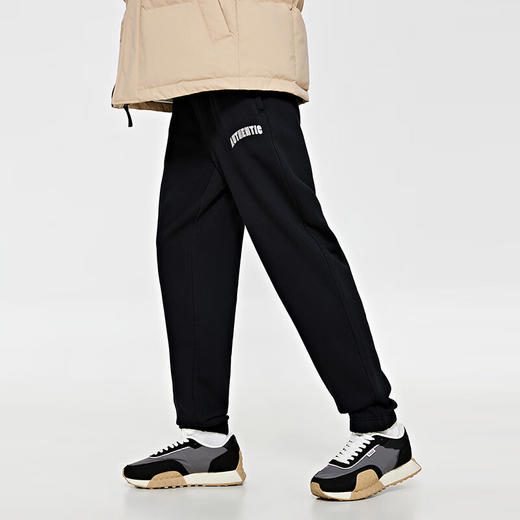 Kappa休闲裤2023新款男字母加绒运动裤黑色长裤收口小脚卫裤K0D72AK80 商品图1