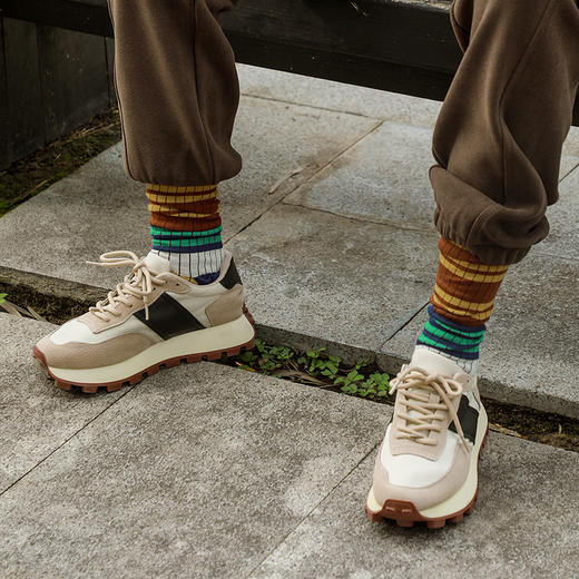 【领券下单，68元/2双】【瑜伽裤伴侣】时髦穿搭单品-中筒条纹长袜 商品图3