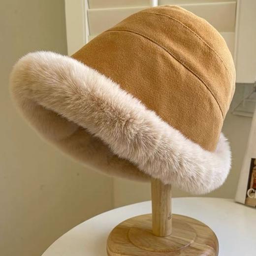 「四款配色！加厚蒙古帽」秋冬加厚毛绒保暖渔夫帽女防寒防风护耳盆帽北方冬天卷边蒙古贝雷配饰 商品图3