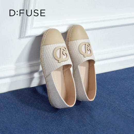 Dfuse迪芙斯2024春季新款呢布手工复古平底渔夫鞋单鞋DF41112008 商品图10
