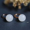 18K玫瑰金和田玉（白玉）耳扣/圆珠10mm  商品缩略图3