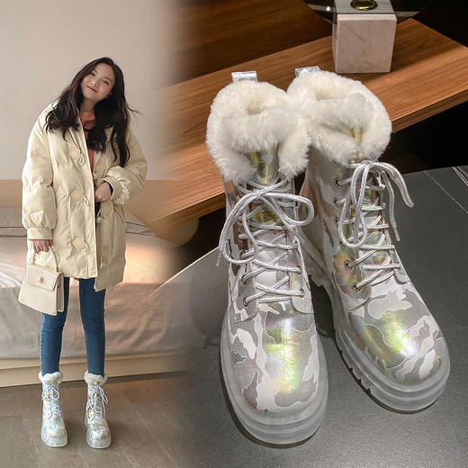 爆款个性加厚毛里，水晶底侧拉链雪地靴YS5088 商品图0