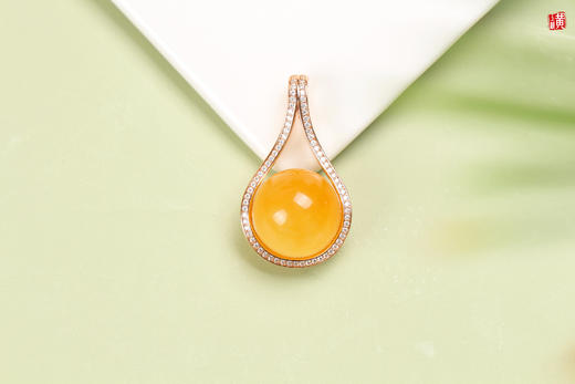 【明月】蜜蜡吊坠，925银镶 商品图1