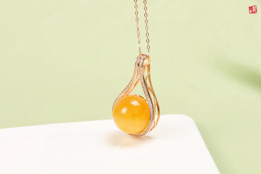 【明月】蜜蜡吊坠，925银镶 商品图2