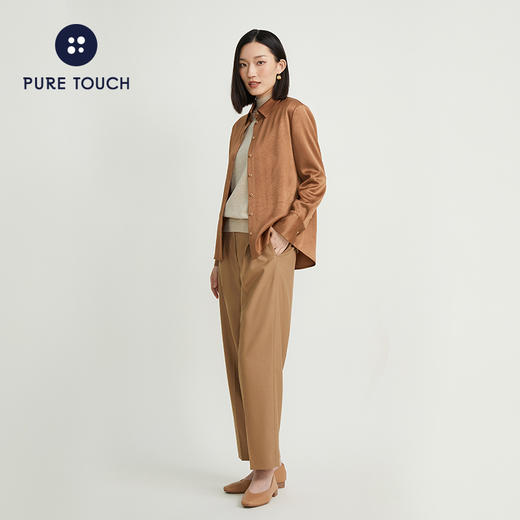pure touch女士衬衫醋酸流沙色宽松百搭秋季上衣叠穿通勤外套 商品图4