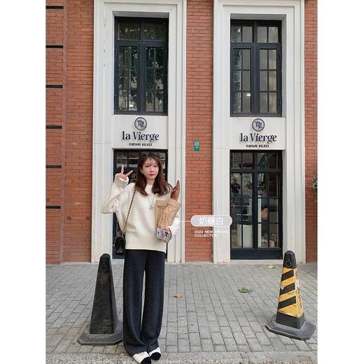 金蘑菇菇 粉金标线 奶糖毛衣/ 100羊毛 600g 加厚简约宽松毛衣 商品图2