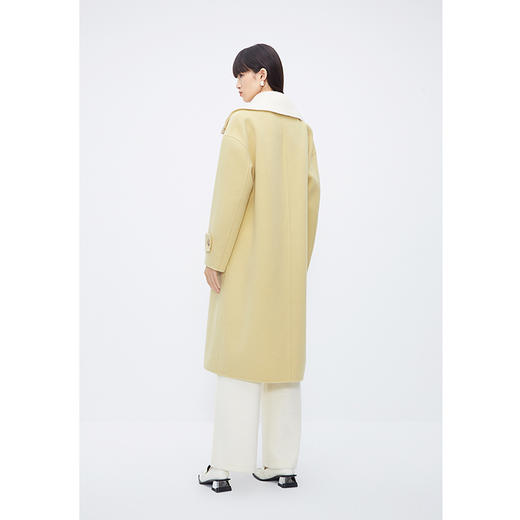 NEELLY纳俪商场同款100%绵羊毛针织翻领双面呢大衣女冬双排扣外套N23111N01135 商品图3